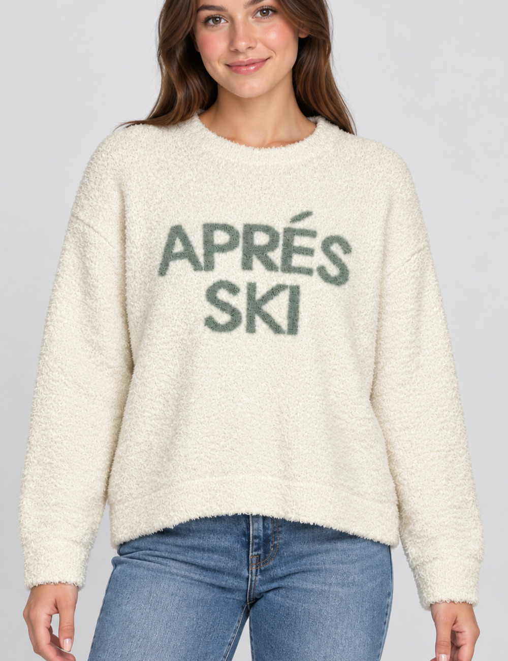 Pink Republic Juniors XL Après Ski Cream Fuzzy Teddy Sweater Sweatshirt Cozy